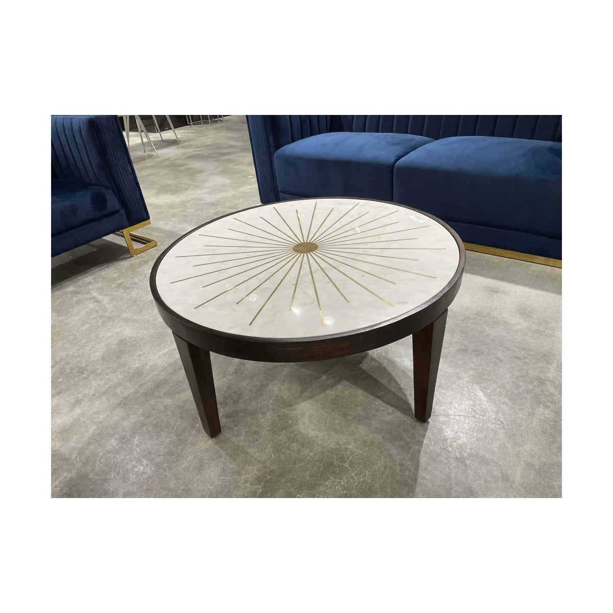 Radiant Sunburst Marble Top Coffee Table
