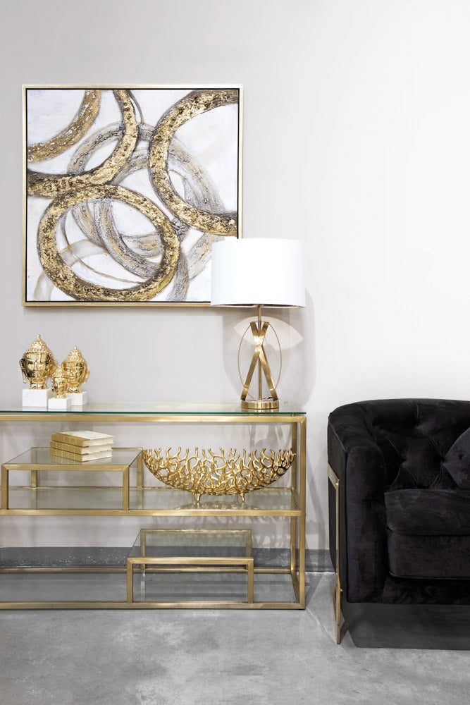 Embellished Hand-Painted Abstract Canvas