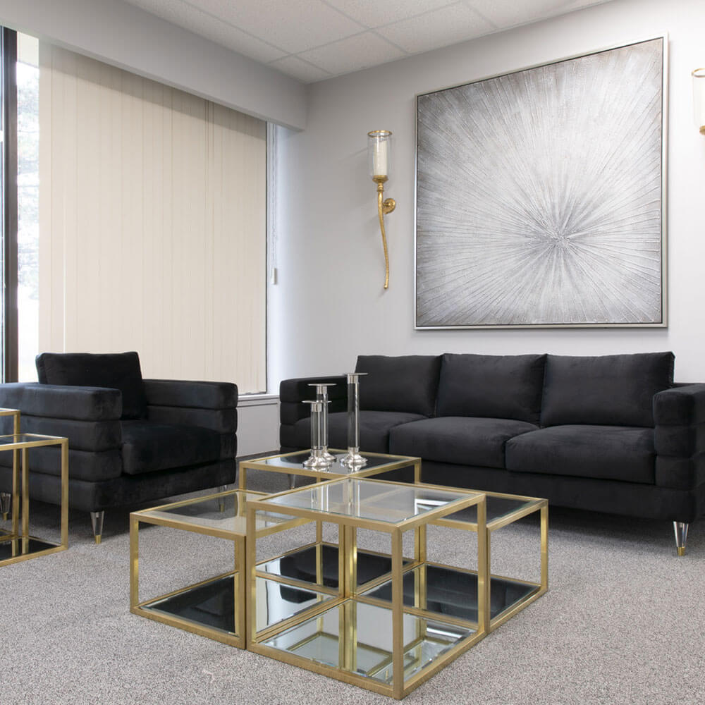 Elegant Tiered Gold Coffee Table with Tempered Glass