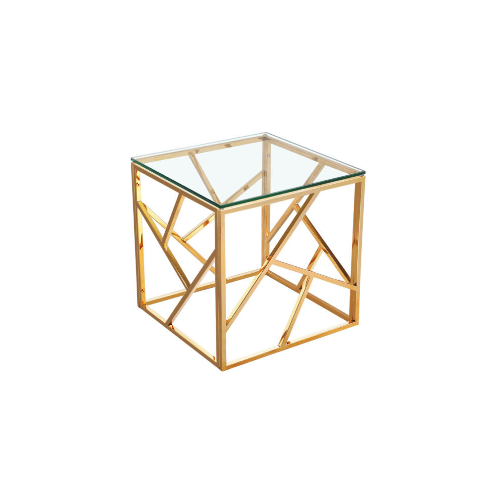 Carole Lustrous Glass & Steel Side Table