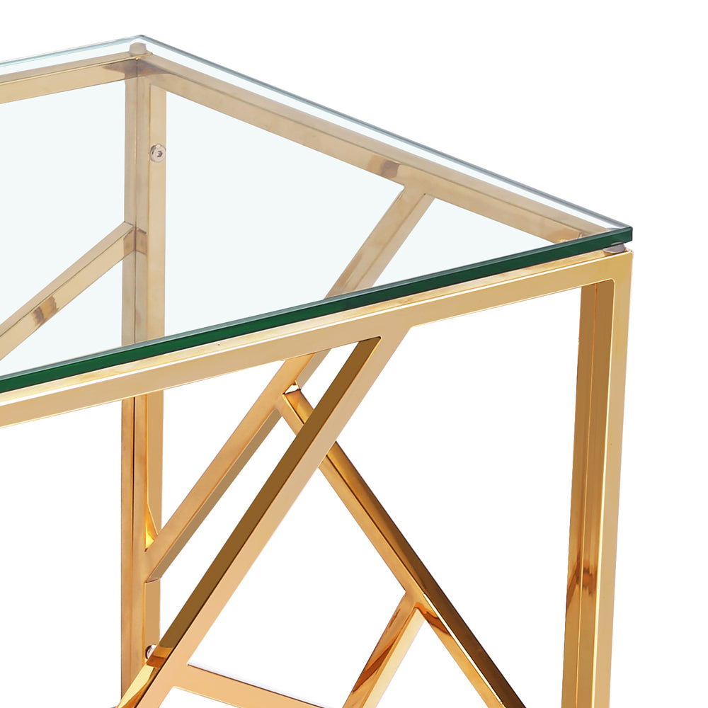 Carole Lustrous Glass & Steel Side Table