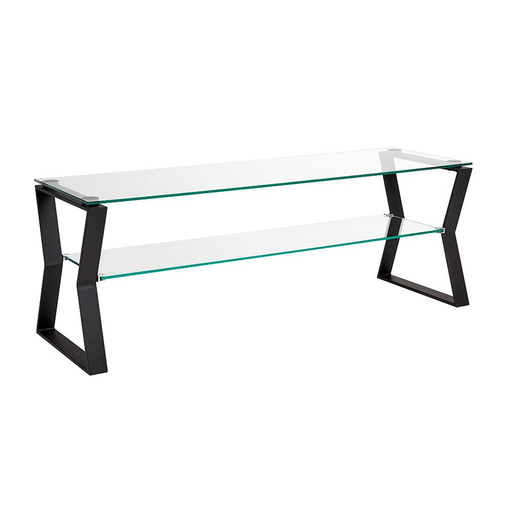 Elegant Tempered Glass & Metal TV Table