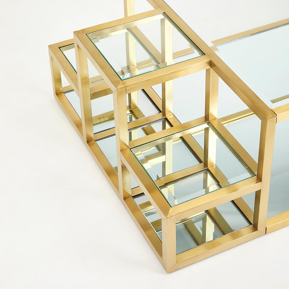 Luxurious Elmore Glass Coffee Table with Stainless Steel Frame