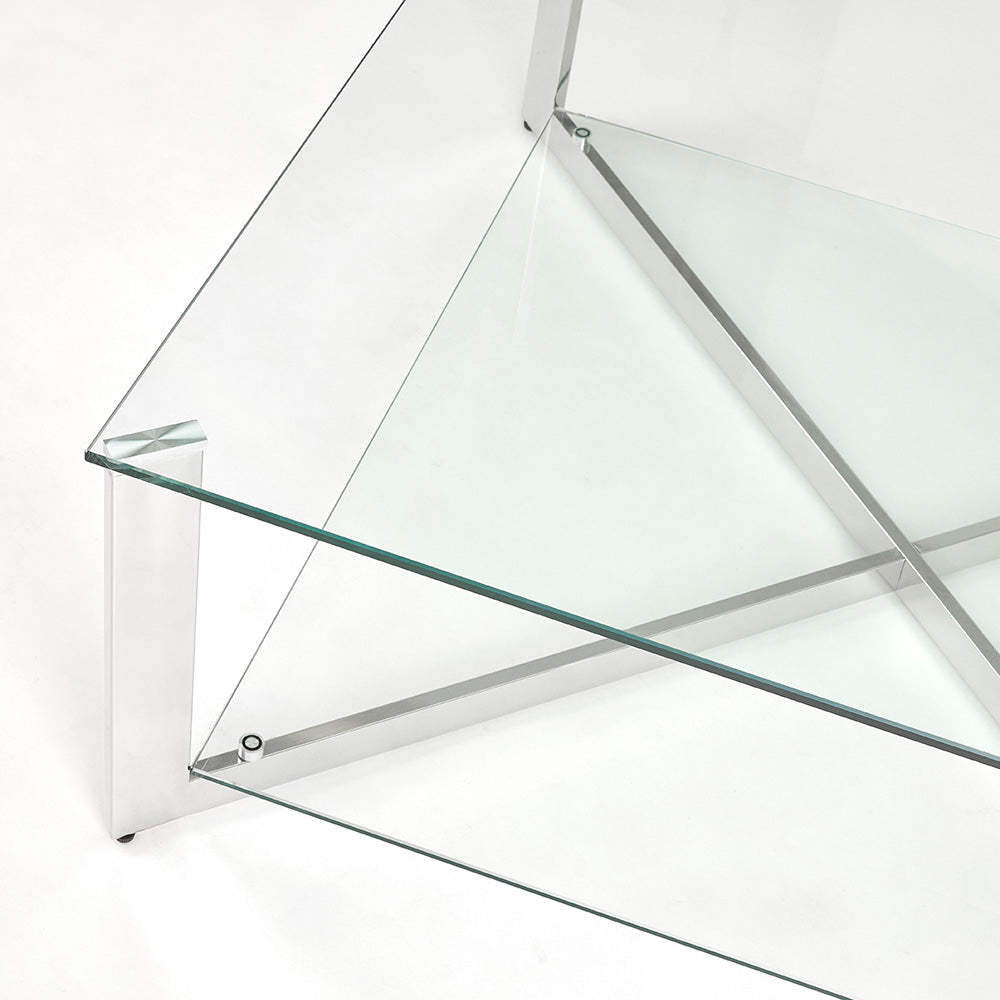 Elegant Maison Square Coffee Table with Polished Steel Frame
