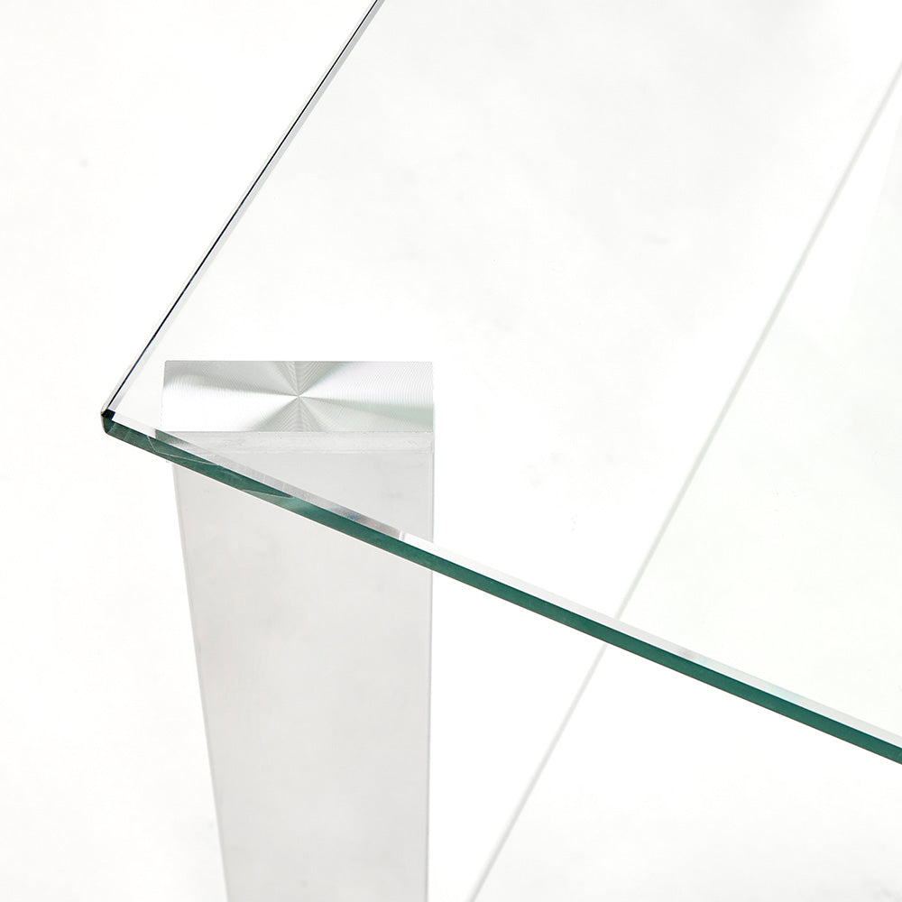 Elegant Maison Glass-Top Rectangular Coffee Table