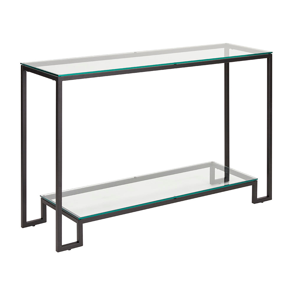 Krista Modern Glass Console Table with Black Frame