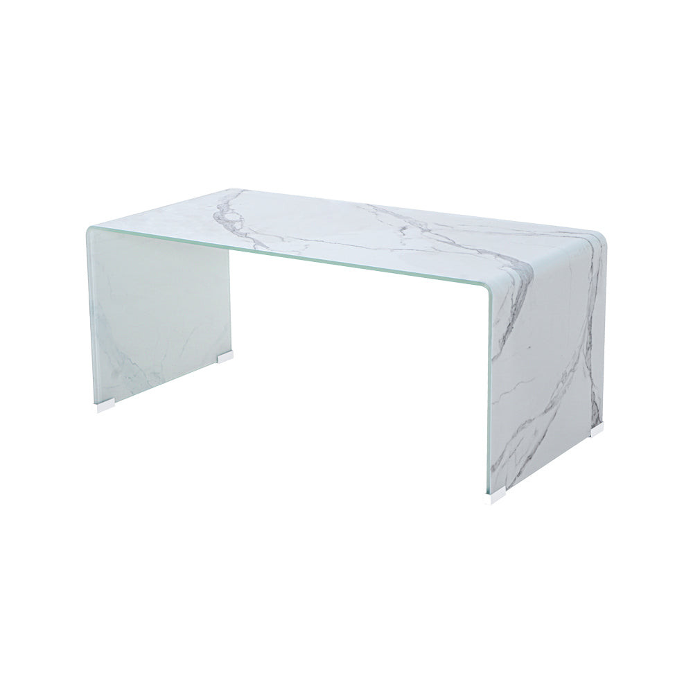 Chic Marble Essence Bent Glass Coffee Table