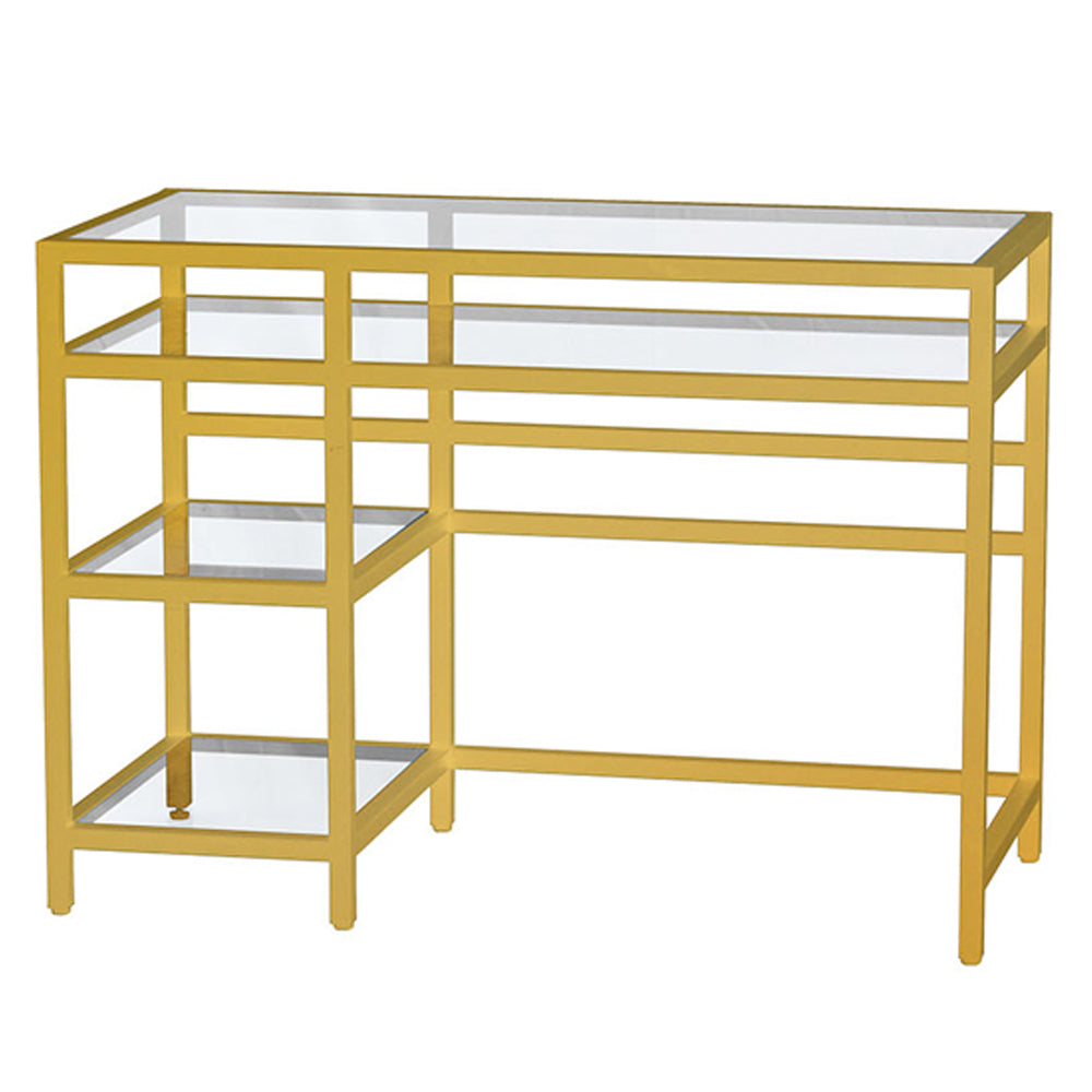 Chic Miley Glass-Top Desk with Gold Frame
