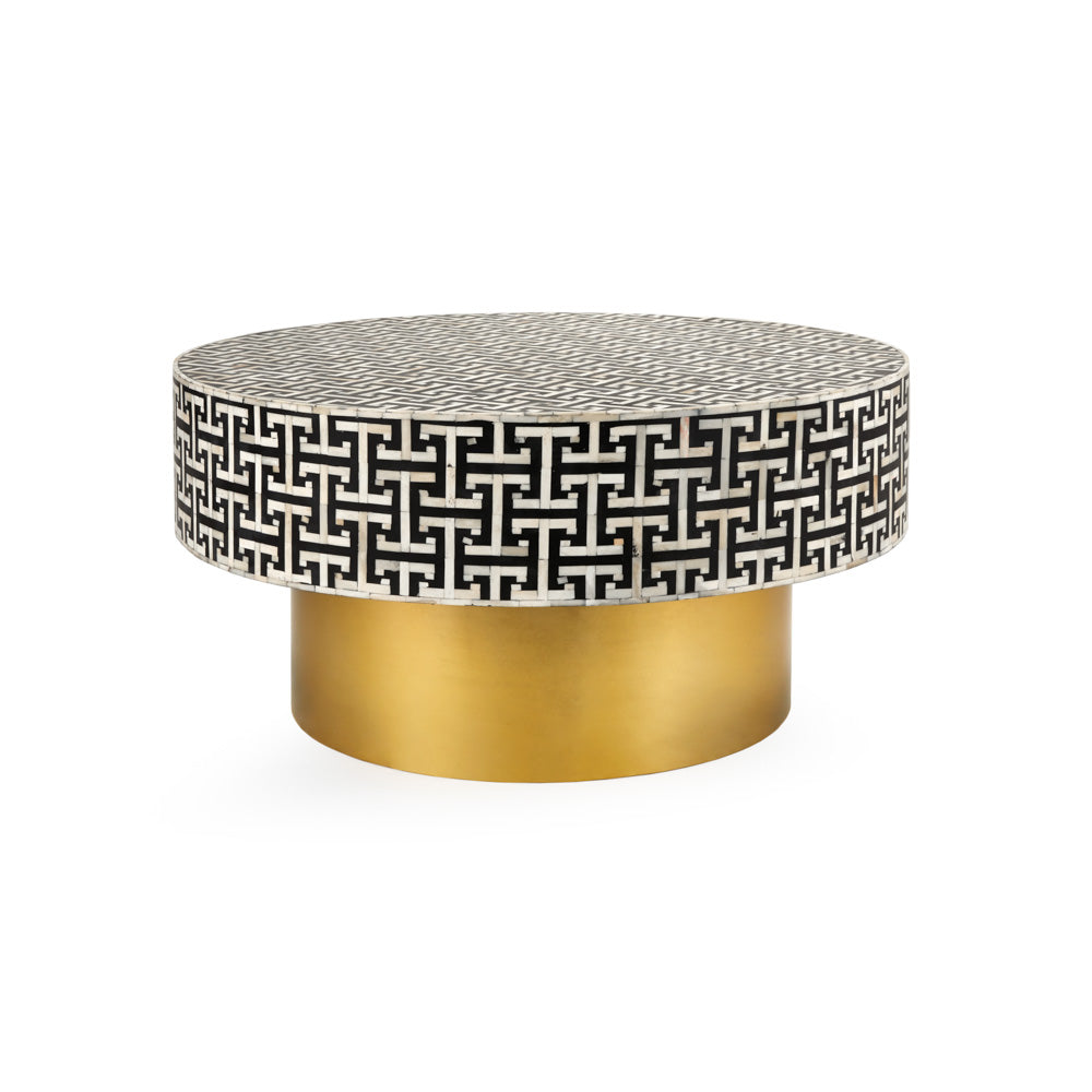 Elegant Bone Inlay Round Coffee Table