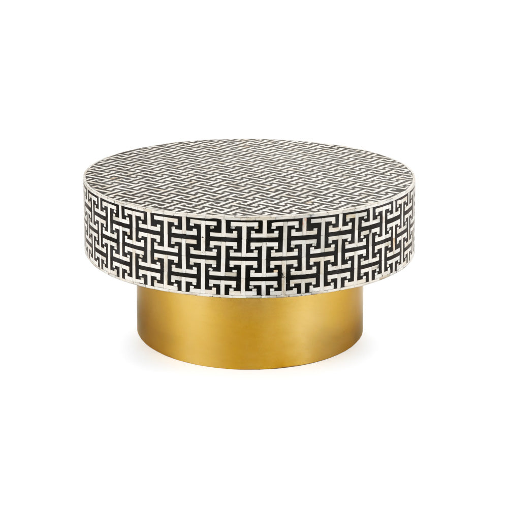 Elegant Bone Inlay Round Coffee Table