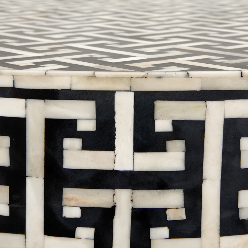 Elegant Bone Inlay Round Coffee Table
