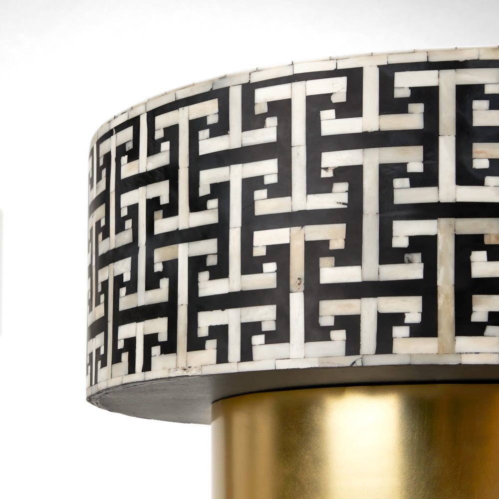 Chic Geometric Bone Inlay Accent Table