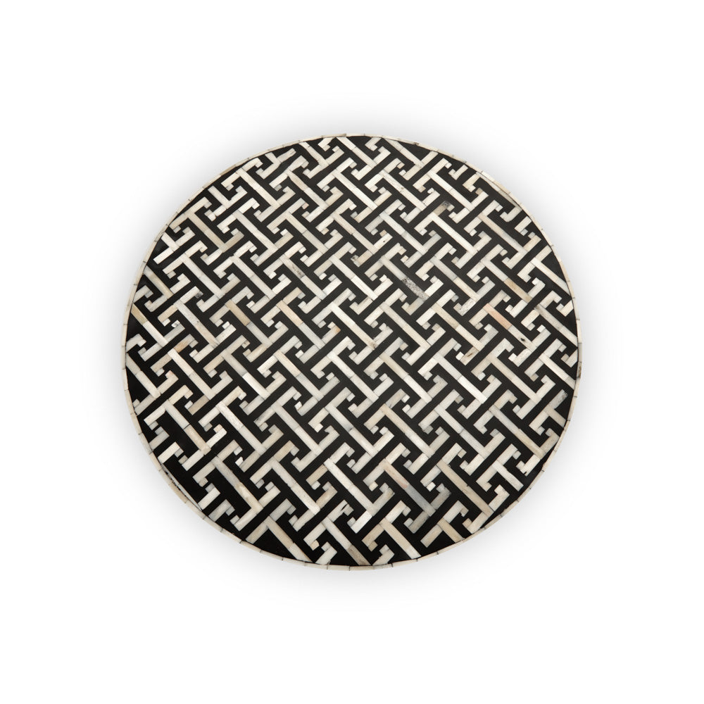 Chic Geometric Bone Inlay Accent Table