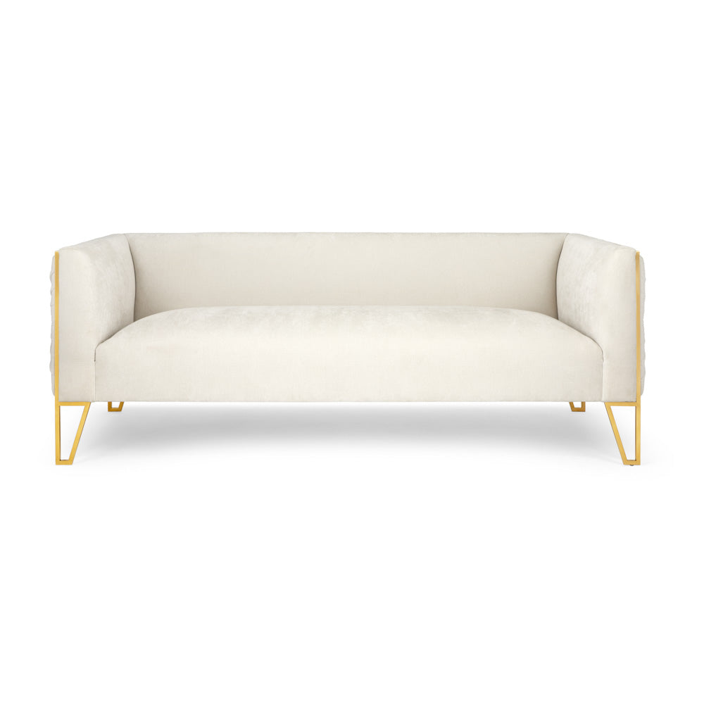 Truro Elegance: Vanilla Fabric Sofa with Matt Gold Accents