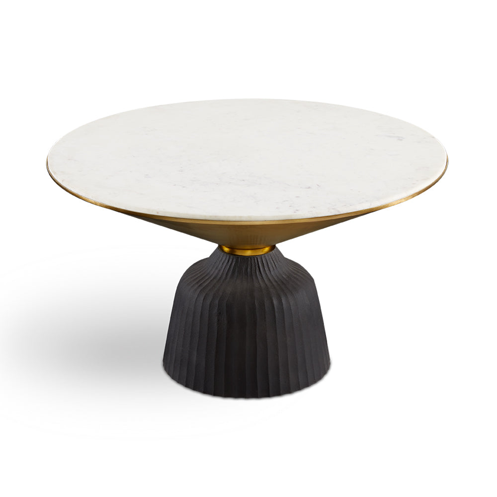 Sophie Round Marble Coffee Table with Gold and Black Base