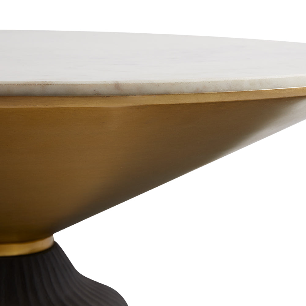 Sophie Round Marble Coffee Table with Gold and Black Base