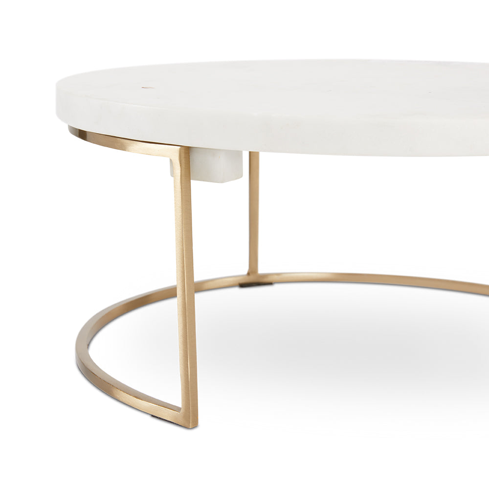 Chic Marble Top Gold Base Nesting Tables, Set of 2
