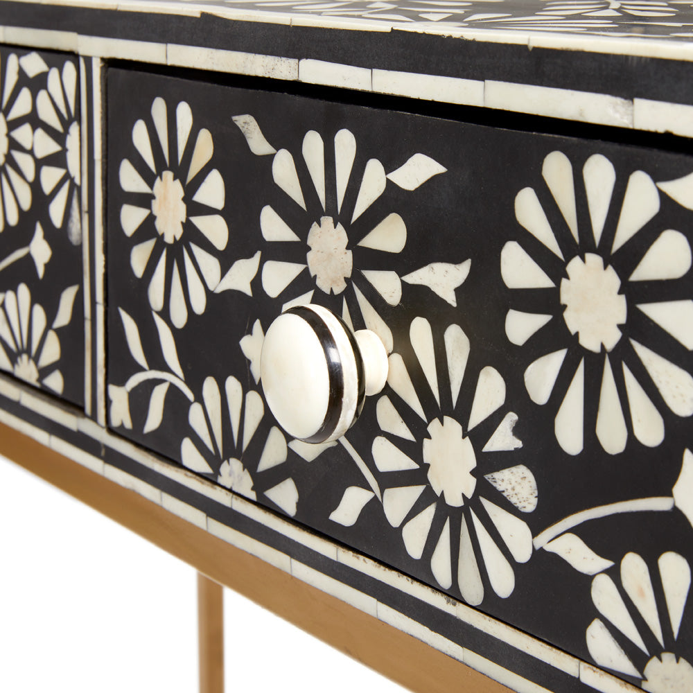 Floral Bone Inlay Console Table
