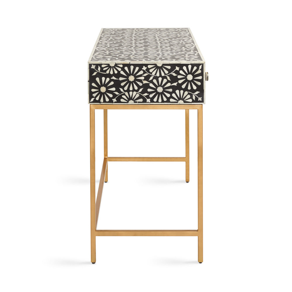 Floral Bone Inlay Console Table