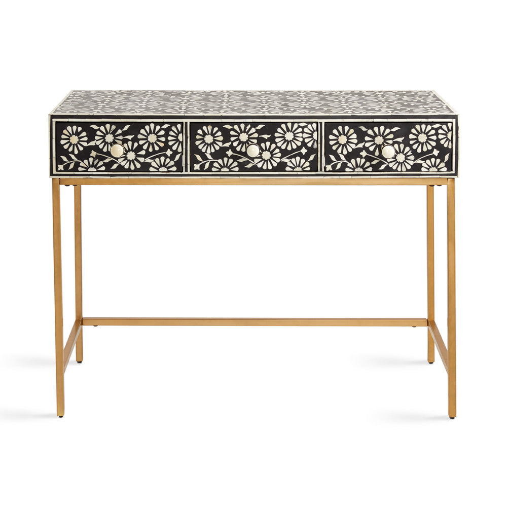 Floral Bone Inlay Console Table