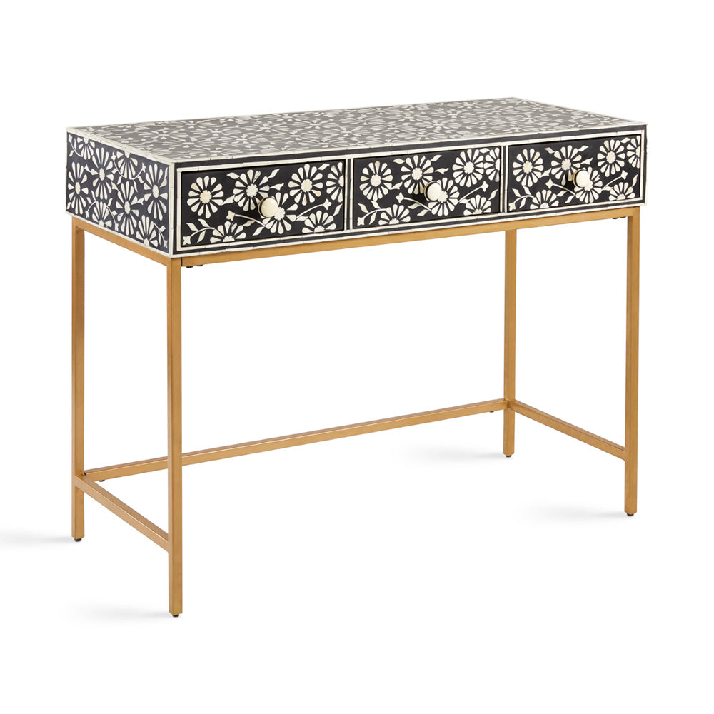 Floral Bone Inlay Console Table
