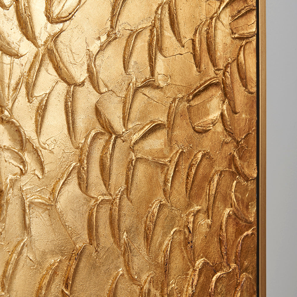 Golden Embellished Abstract Canvas Art