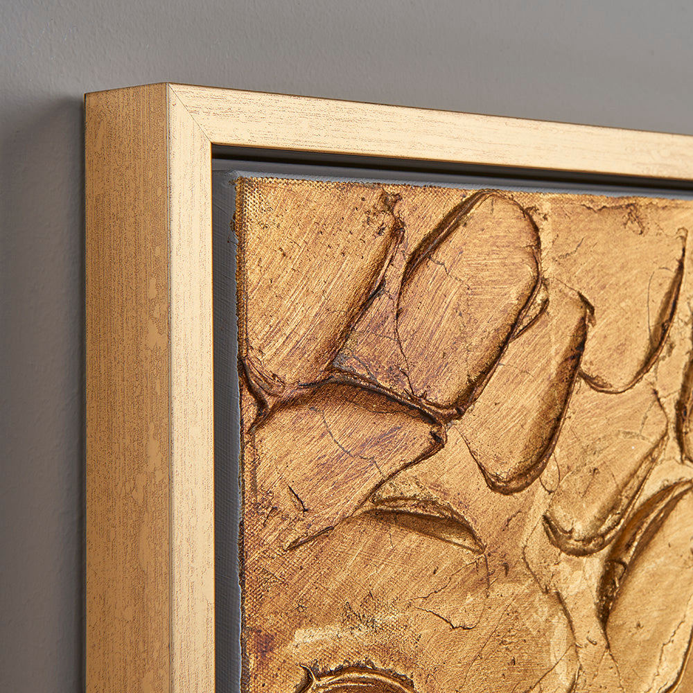 Golden Embellished Abstract Canvas Art