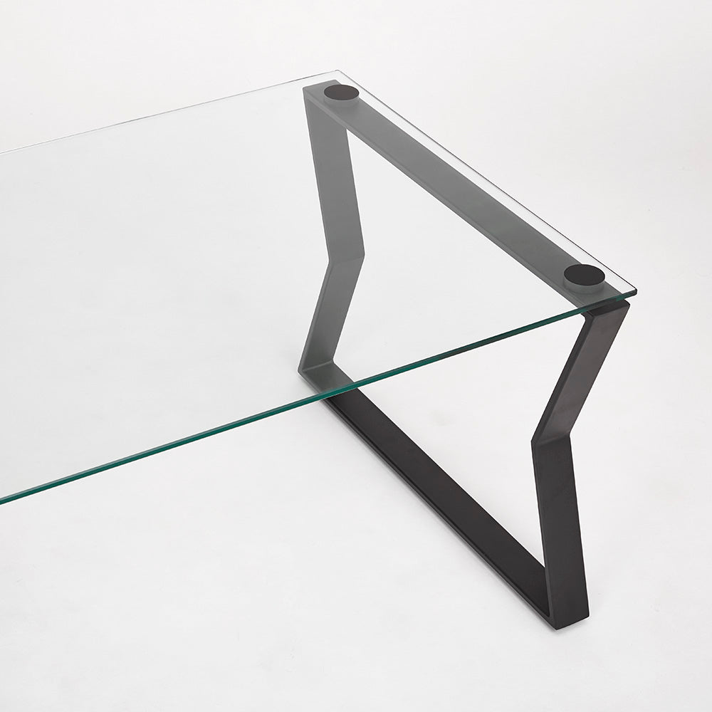 Noa Contemporary Glass & Black Metal Coffee Table