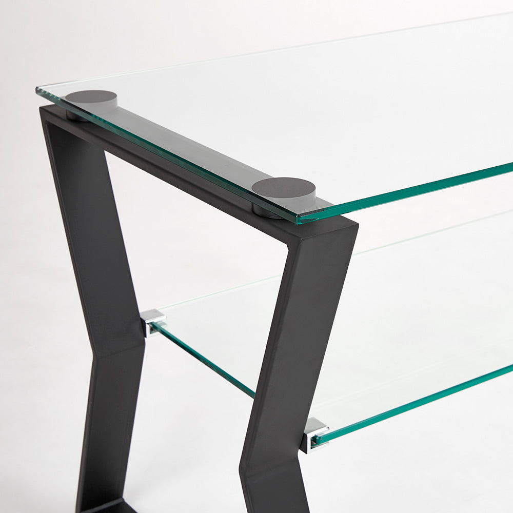 Elegant Tempered Glass & Metal TV Table