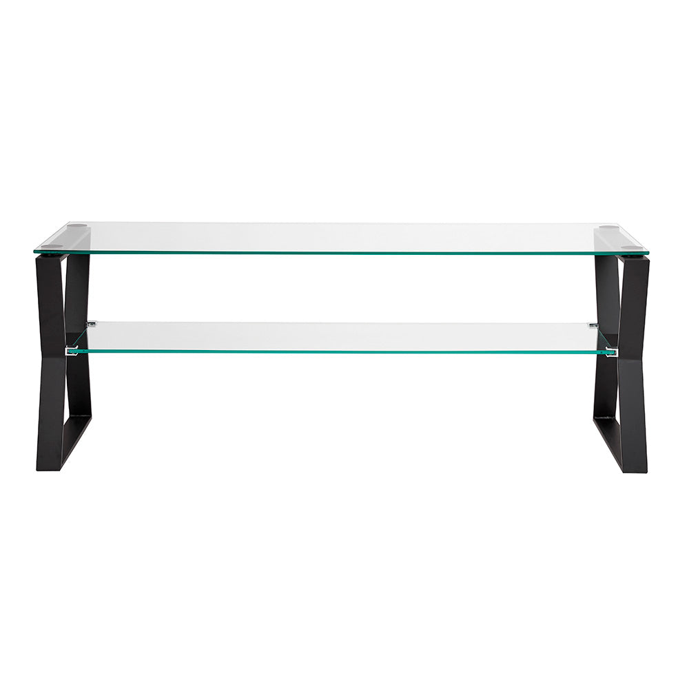 Elegant Tempered Glass & Metal TV Table