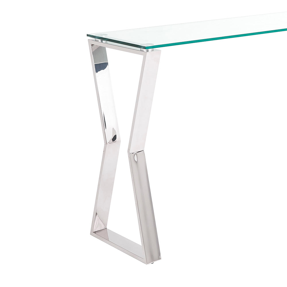 Stylish Elegance Glass & Stainless Steel Console Table