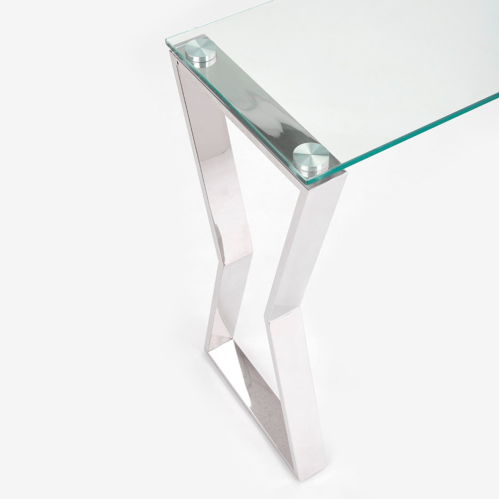 Stylish Elegance Glass & Stainless Steel Console Table