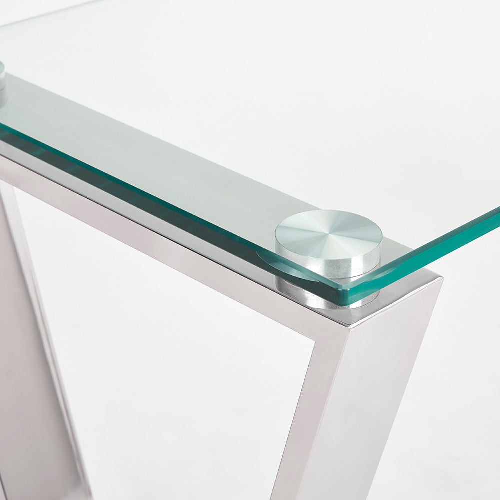 Stylish Elegance Glass & Stainless Steel Console Table