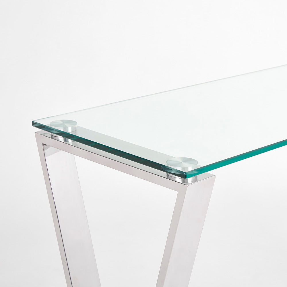 Stylish Elegance Glass & Stainless Steel Console Table