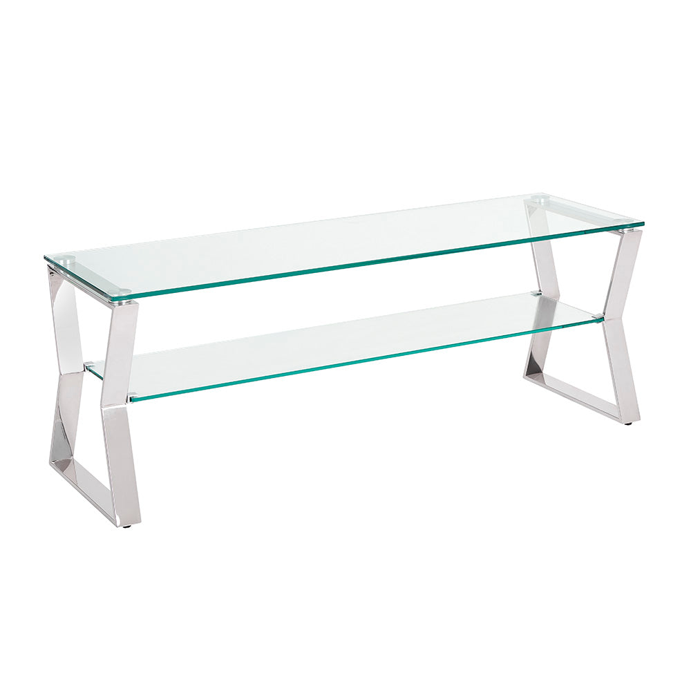 Elegant Tempered Glass & Metal TV Table