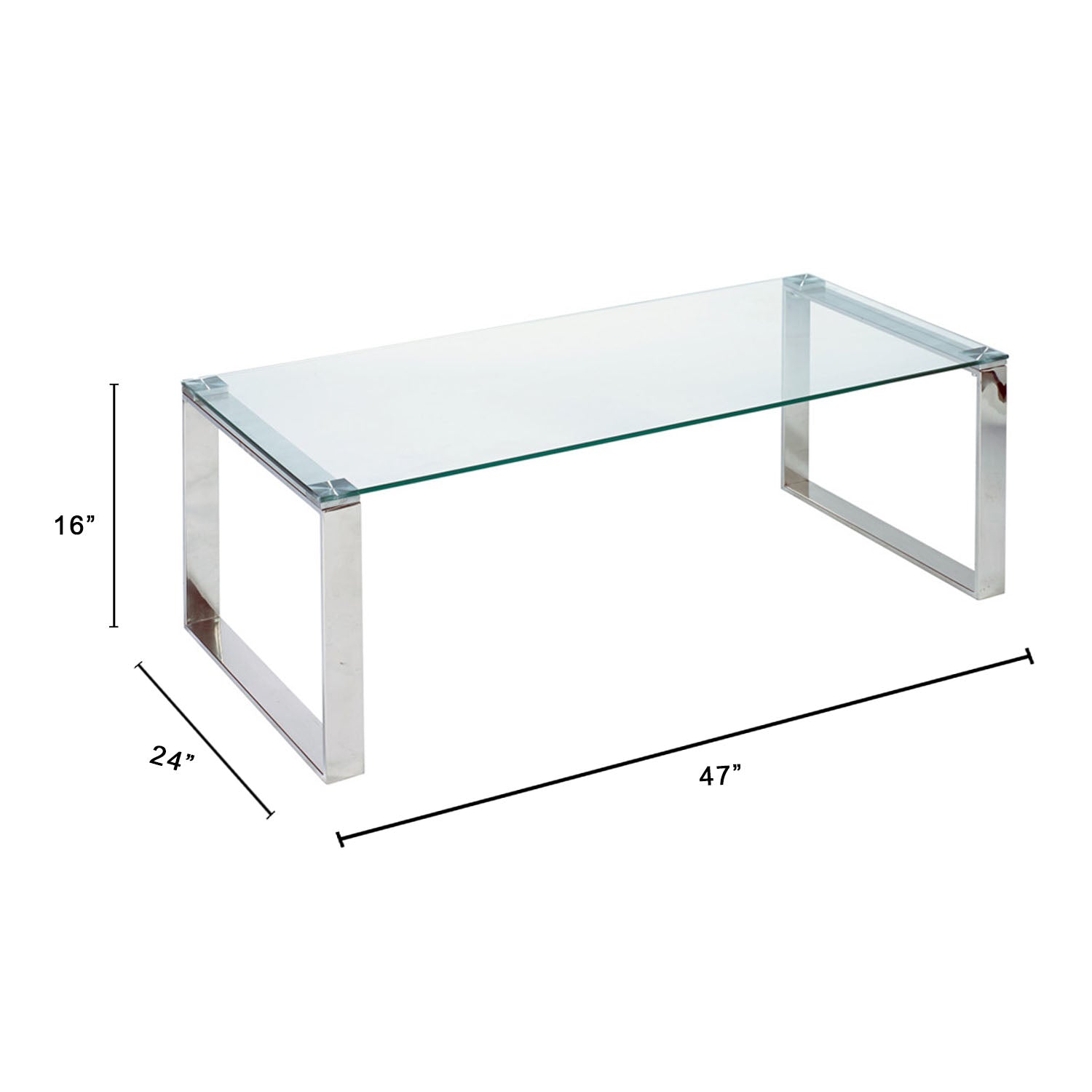 Elegant David Glass Coffee Table with Stainless Steel Frame