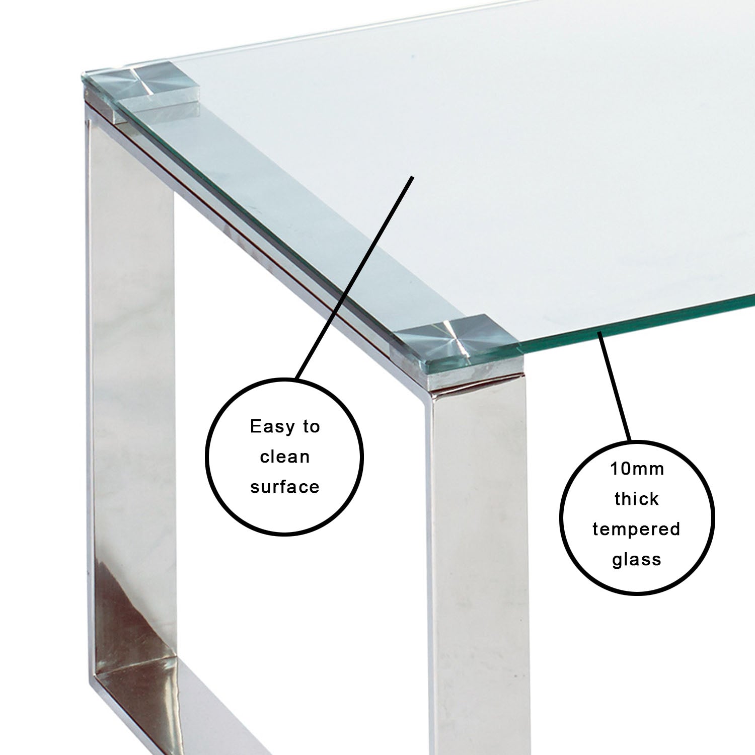 Elegant David Glass Coffee Table with Stainless Steel Frame