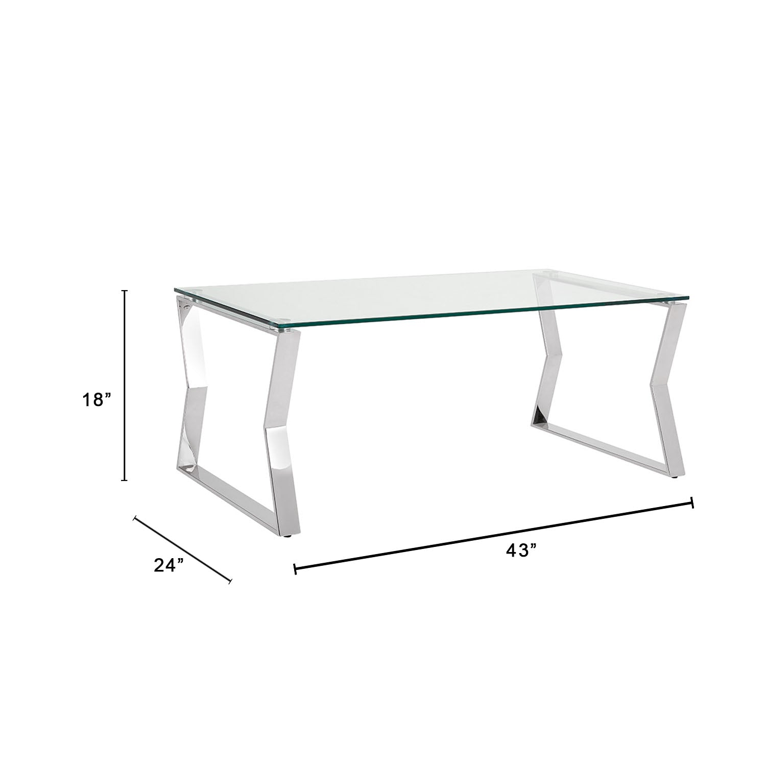 Elegant Noa Glass Coffee Table with Polished Steel Frame