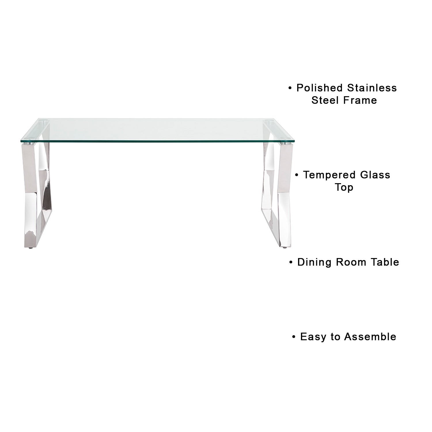 Elegant Noa Glass Coffee Table with Polished Steel Frame
