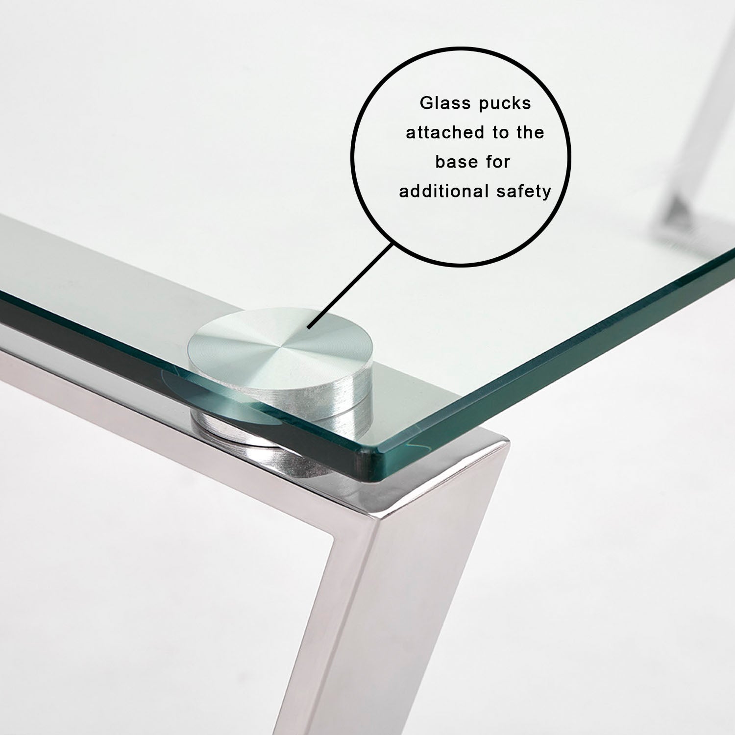 Elegant Noa Glass Coffee Table with Polished Steel Frame