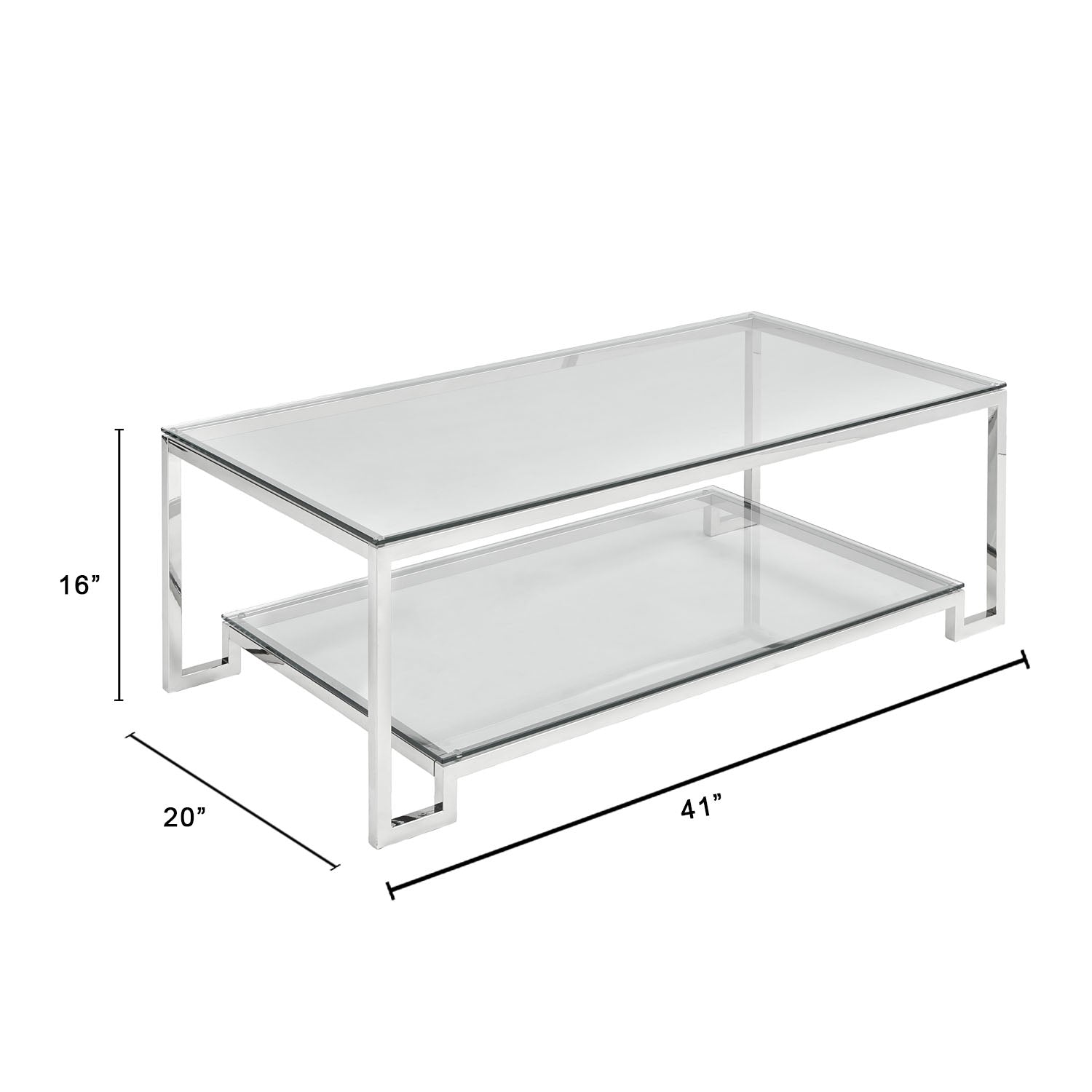 Krista Dual-Level Glass Coffee Table: Elegance for Compact Spaces