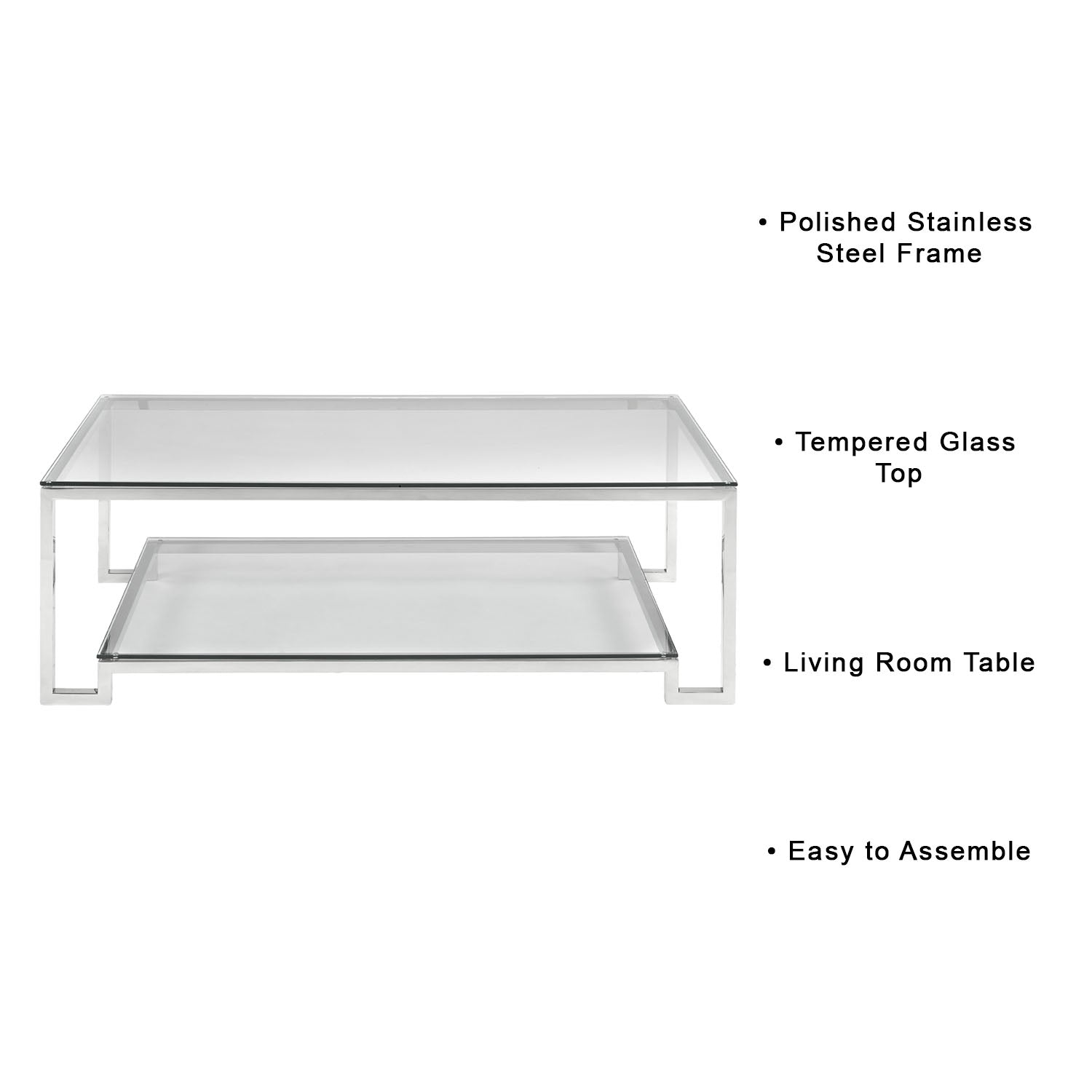 Krista Dual-Level Glass Coffee Table: Elegance for Compact Spaces