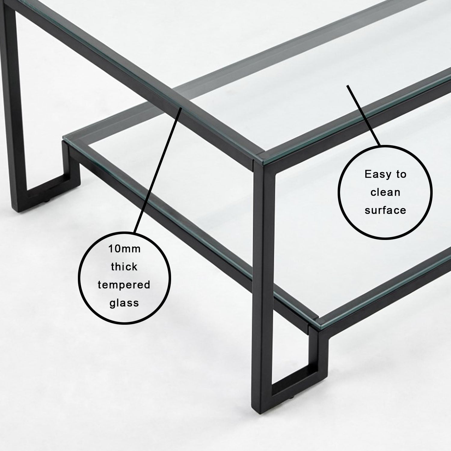 Krista Elegance Glass Coffee Table in Black