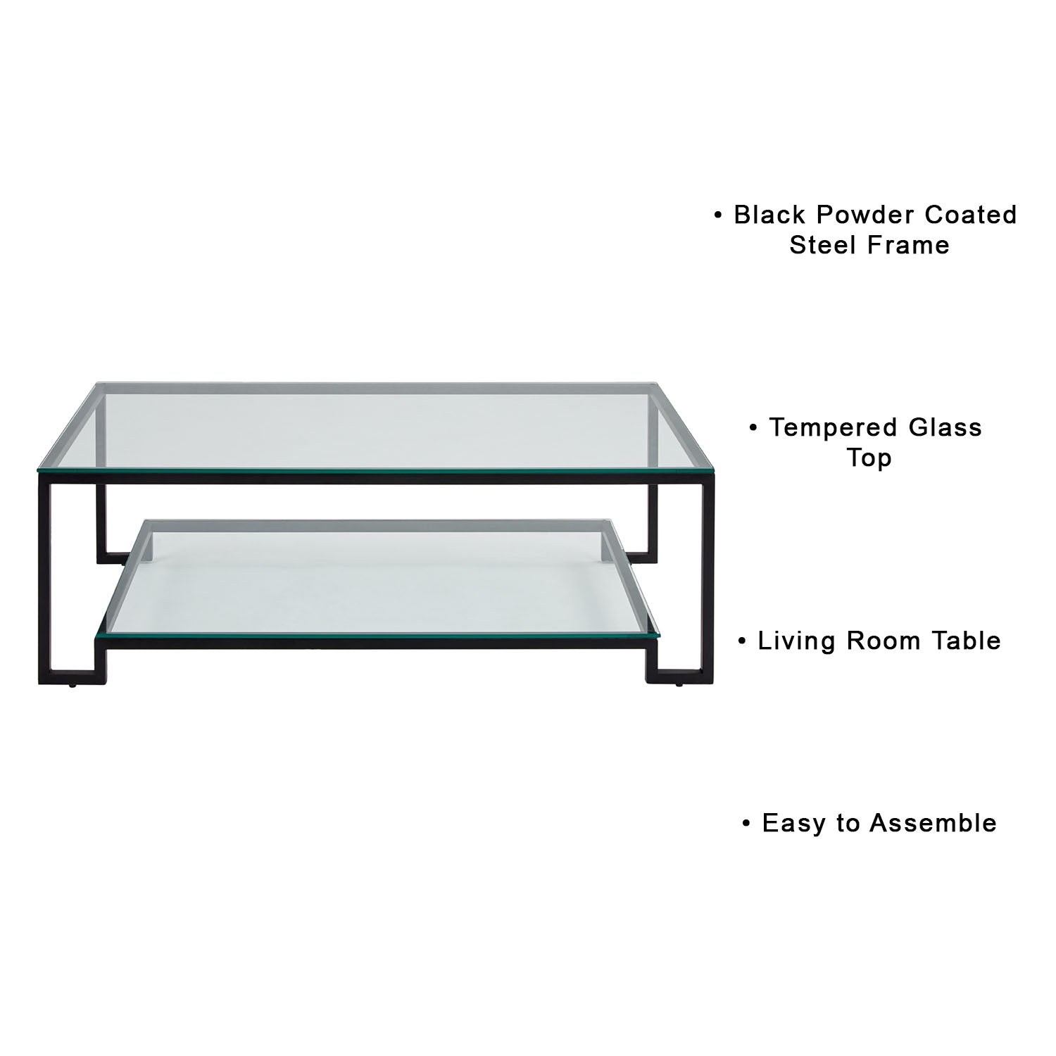Krista Elegance Glass Coffee Table in Black