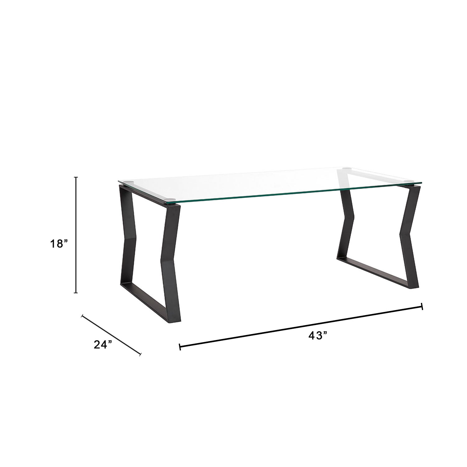 Noa Contemporary Glass & Black Metal Coffee Table