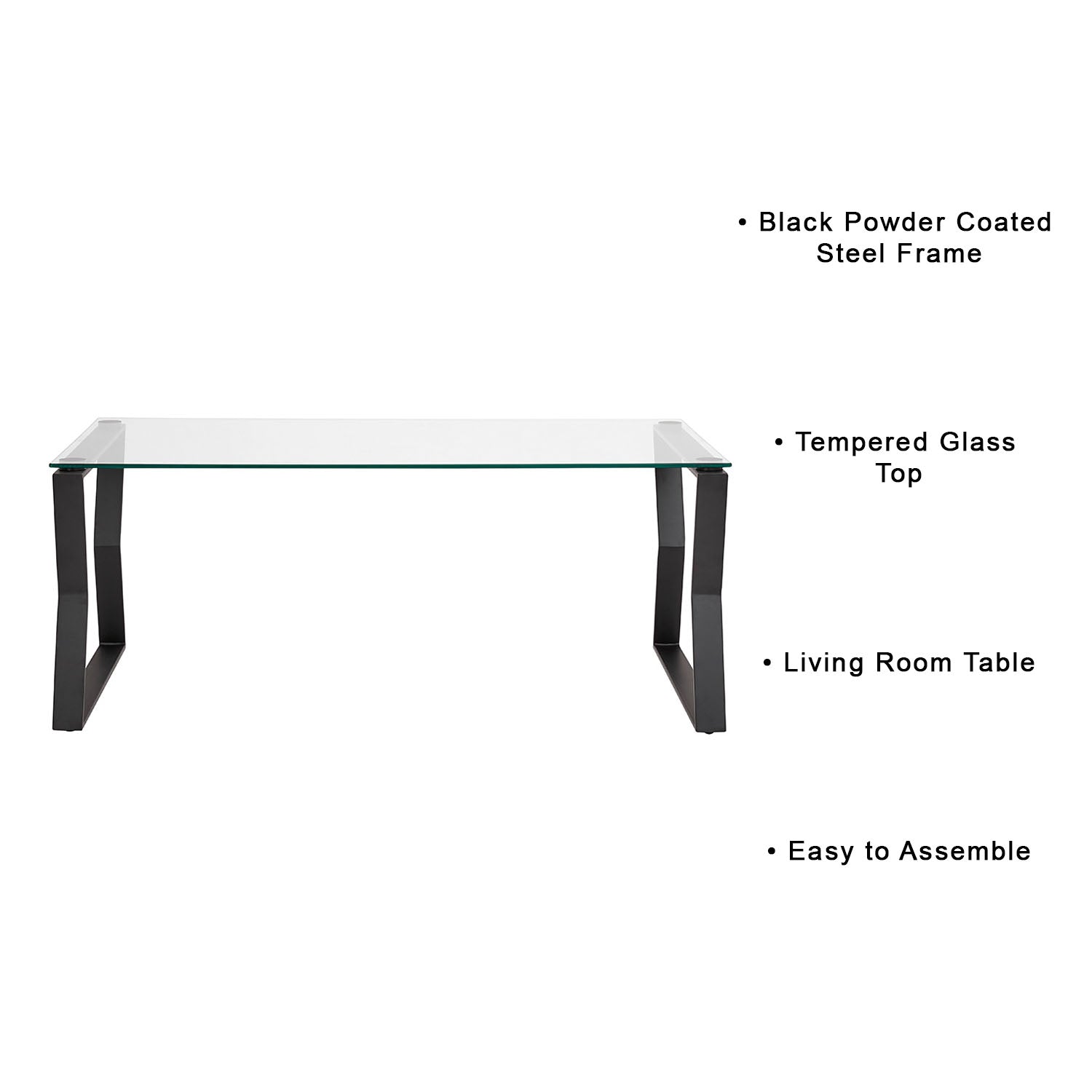 Noa Contemporary Glass & Black Metal Coffee Table