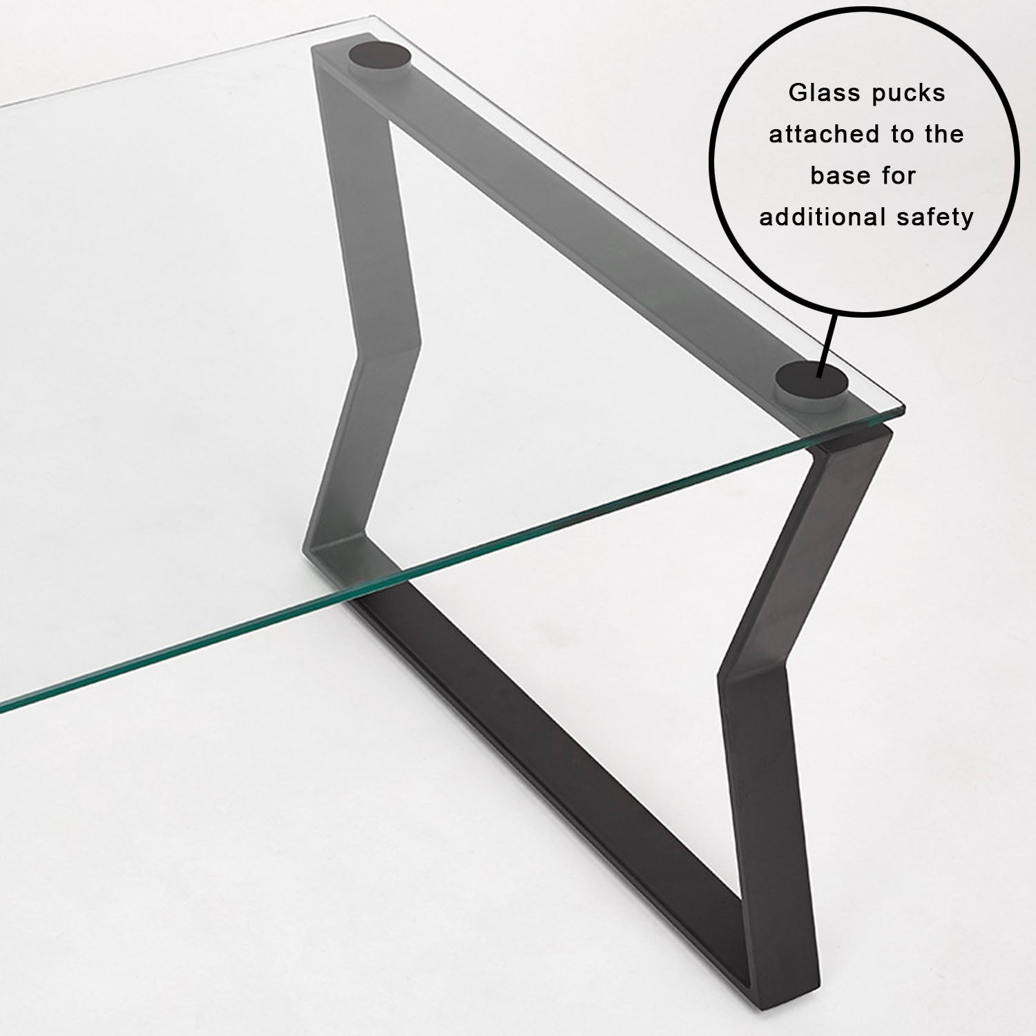 Noa Contemporary Glass & Black Metal Coffee Table