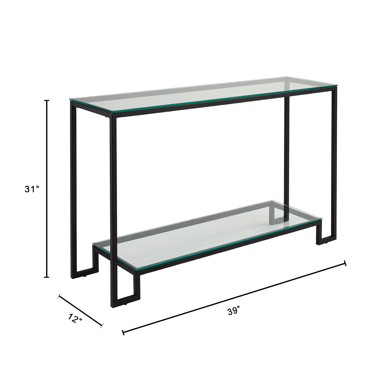 Krista Modern Glass Console Table with Black Frame