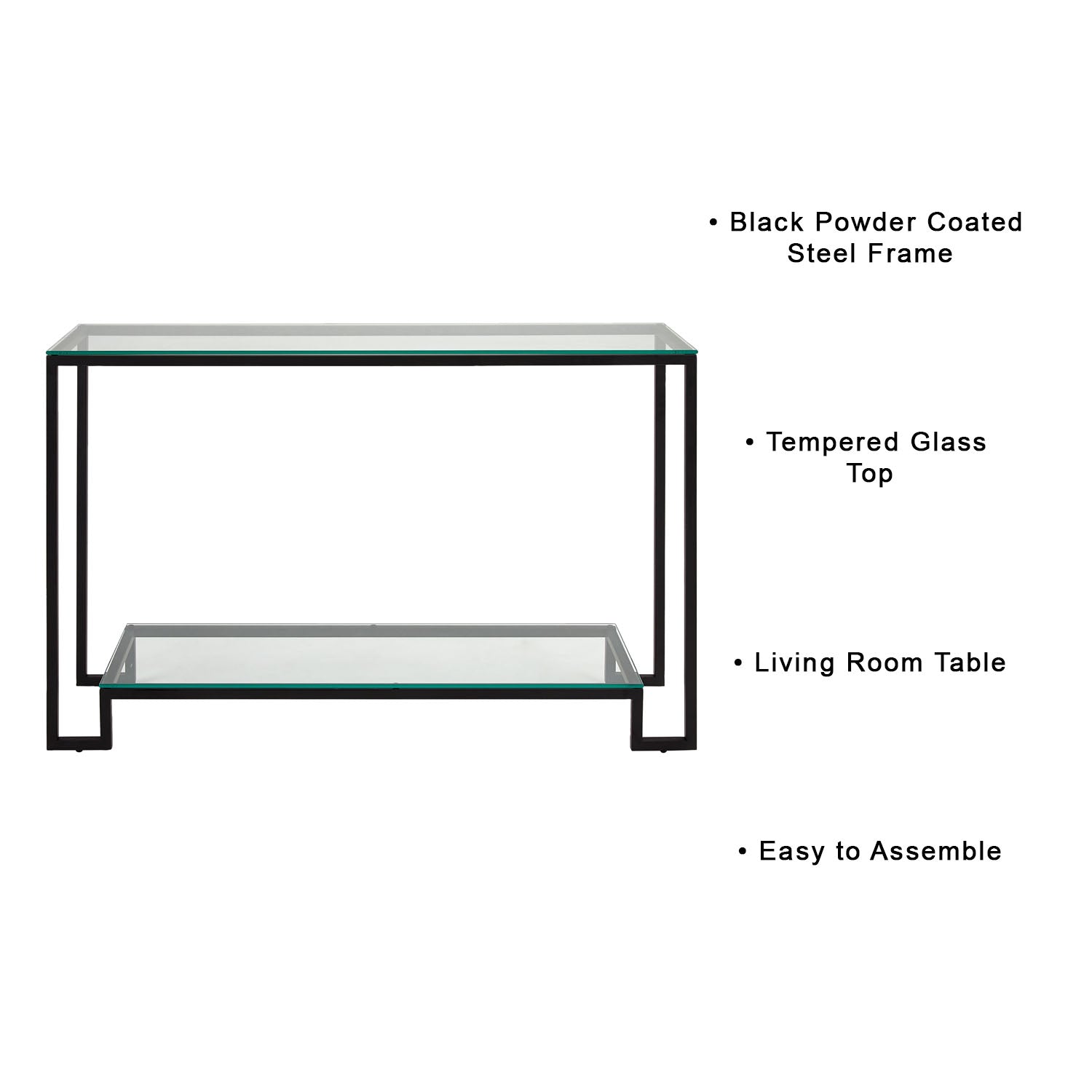 Krista Modern Glass Console Table with Black Frame