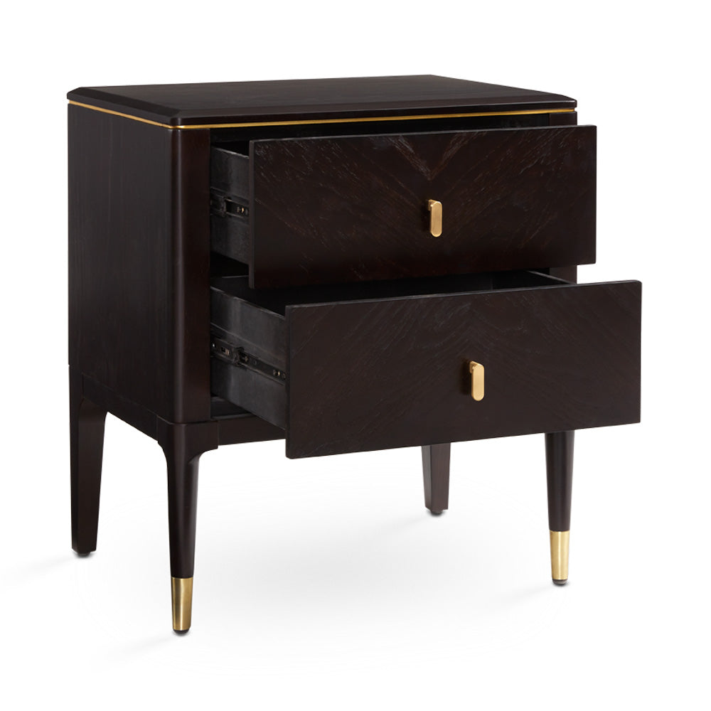 Chic Colette Bedside Table with Golden Accents
